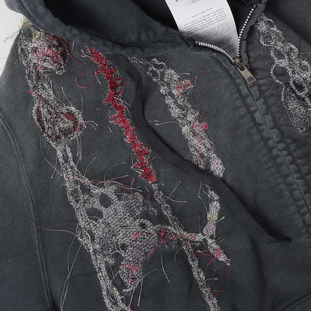 EMBROIDERED CHAIN ZIP-UP HOODIE