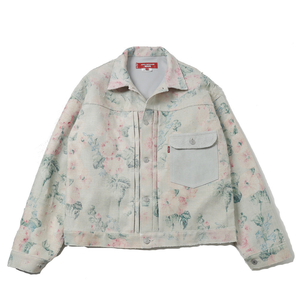 JUNYA WATANABE MAN) レーヨンリネン花柄プリント×牛革 Levi's Wネーム