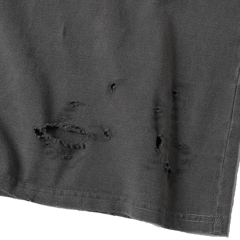 CREW NECK DAMADED TEE ORGANIC COTTON