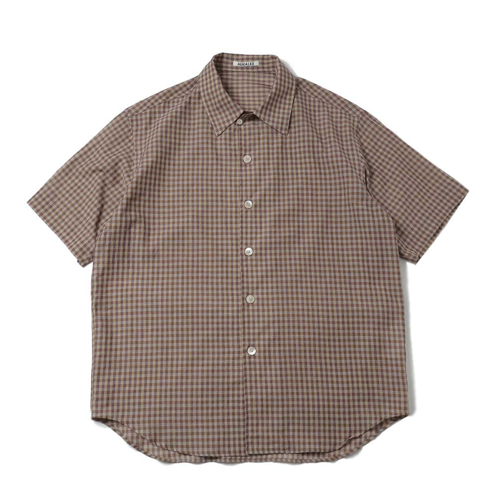 AIRY LIGHT COTTON CHECK HALF SLEEVED SHIRT (A26SS02GC) | AURALEE