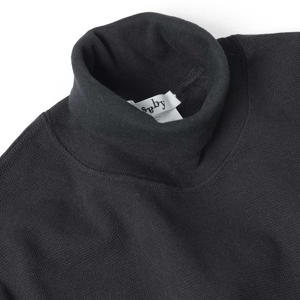 HIGH NECK LONG SLEEVE TEE - 26/1 BD Micro Waffle -