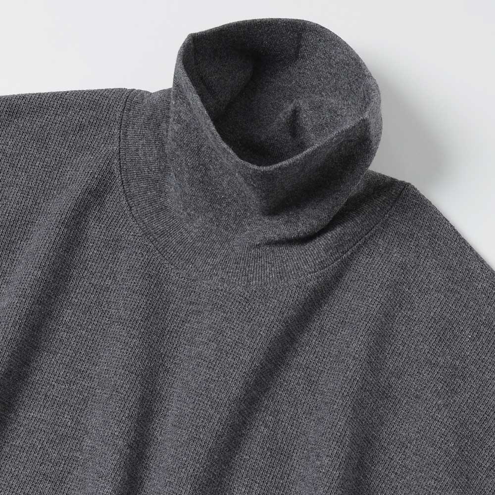 HIGH NECK LONG SLEEVE TEE - 26/1 BD Micro Waffle -