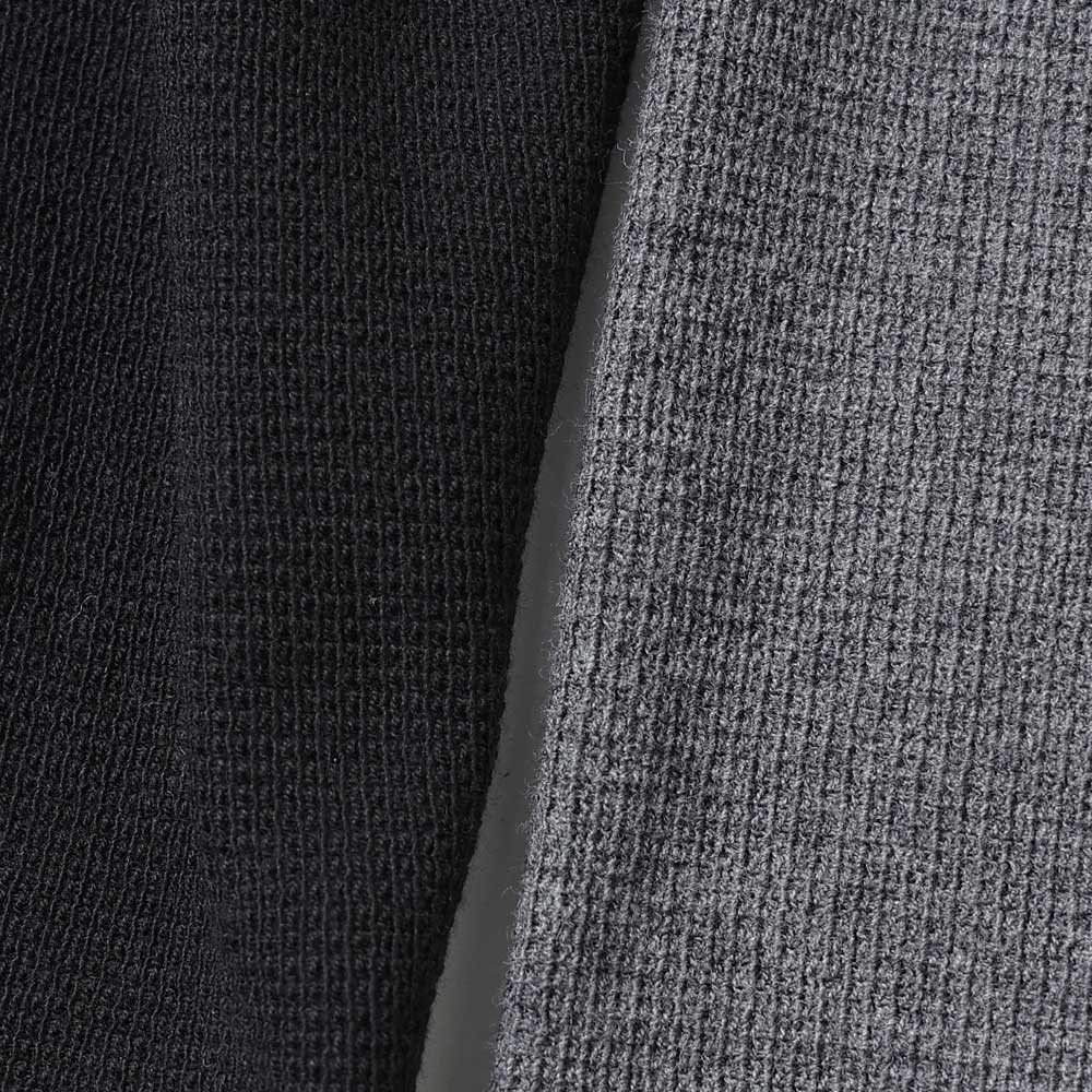 HIGH NECK LONG SLEEVE TEE - 26/1 BD Micro Waffle -