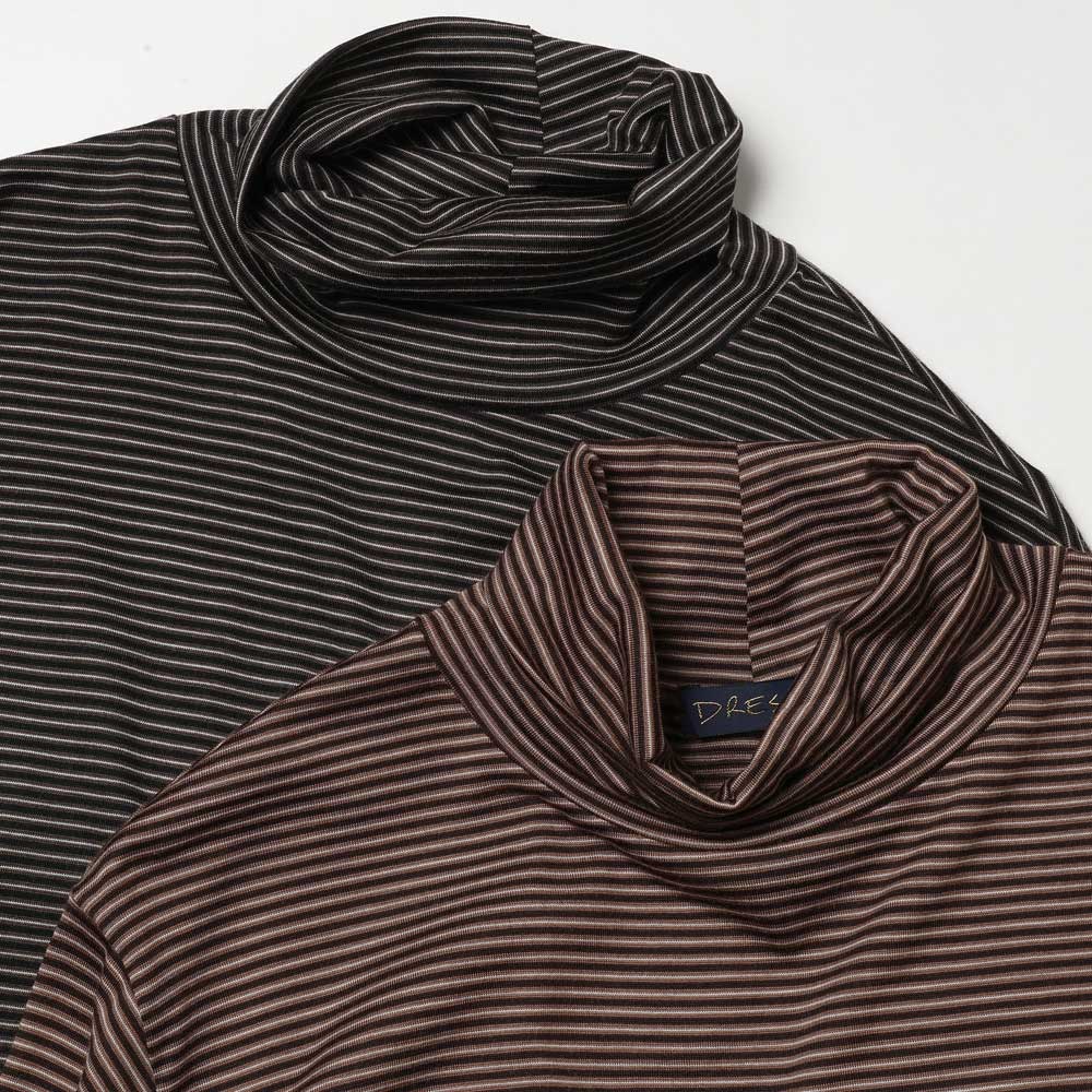 Wool Border Turtleneck(D.BROWN×BROWN)