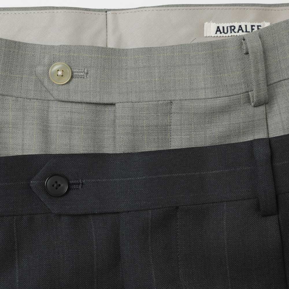 BLUEFACED WOOL TWO-TUCK SLACKS