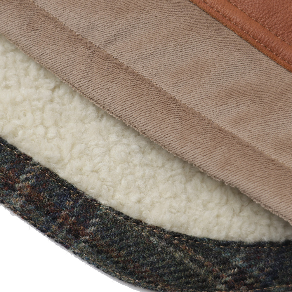 綿ドライオイル×レザー×ウールチェックツイード FILSON Wネーム V002