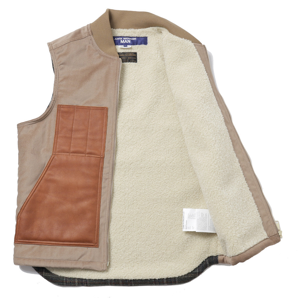 綿ドライオイル×レザー×ウールチェックツイード FILSON Wネーム V002