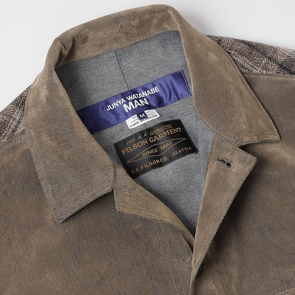 Cotton-ester flocked denim x cotton check flannel Filson double name J016