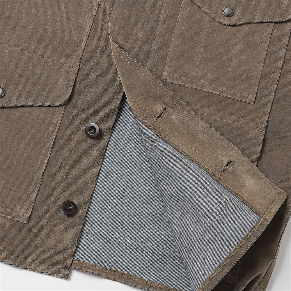 Cotton-ester flocked denim x cotton check flannel Filson double name J016