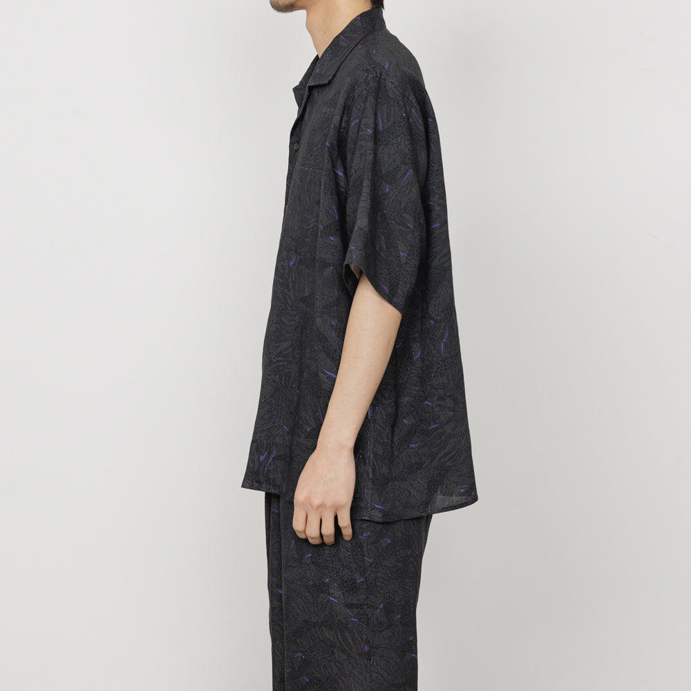 OPEN COLLAR S/S SHIRT LINEN TROPICAL