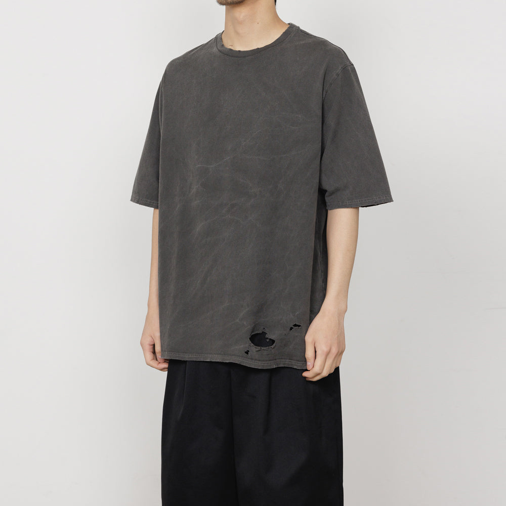 CREW NECK DAMADED TEE ORGANIC COTTON