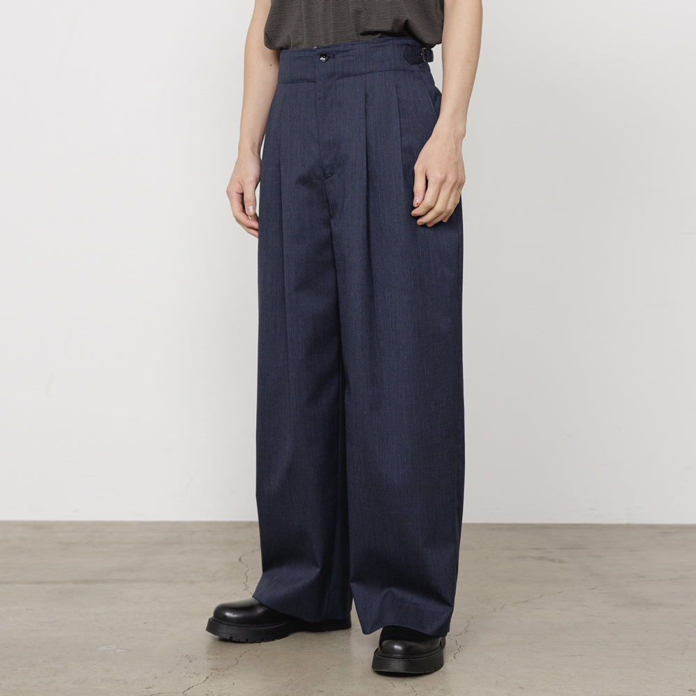 TWO TUCK MILITARY TROUSERS WOOL TROPICAL MELANGE