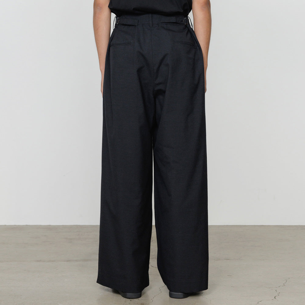 TWO TUCK BAGGY TROUSERS WOOL TROPICAL WASHER