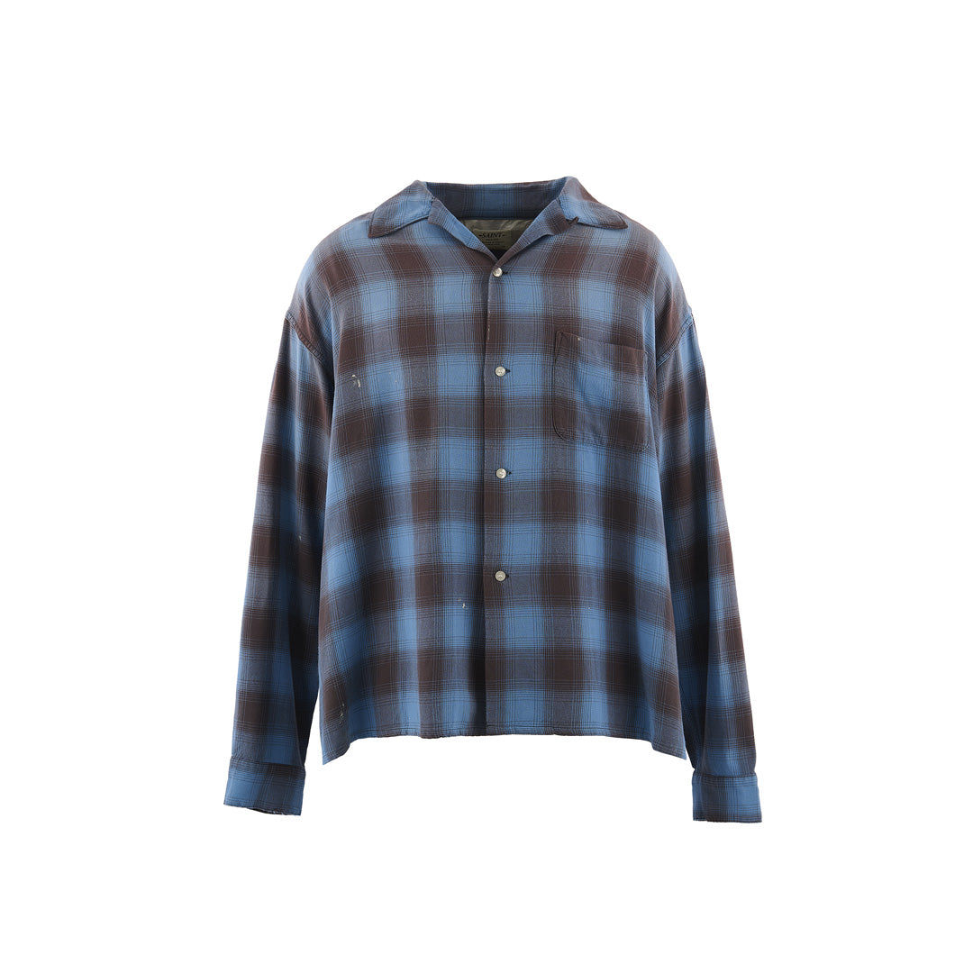 Saint Mxxxxxx (セントマイケル) RAYON SHIRT (CHECK) BLUE SM-MK8