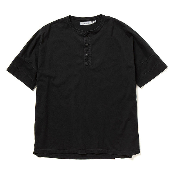 CLERK S/S HENLEY NECK TEE COTTON PIQUE OVERDYED