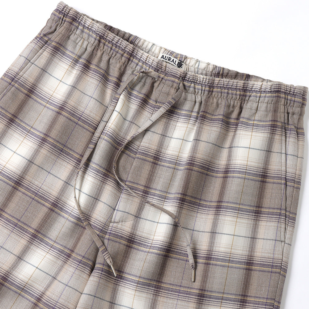 SUPER LIGHT WOOL CHECK EASY SLACKS