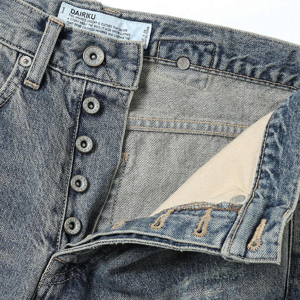 Damage Straight Denim Pants