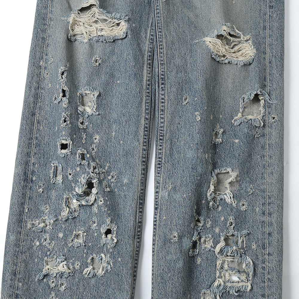 Damage Straight Denim Pants