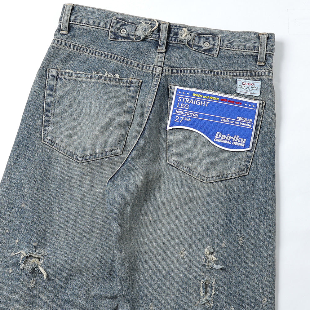 Damage Straight Denim Pants