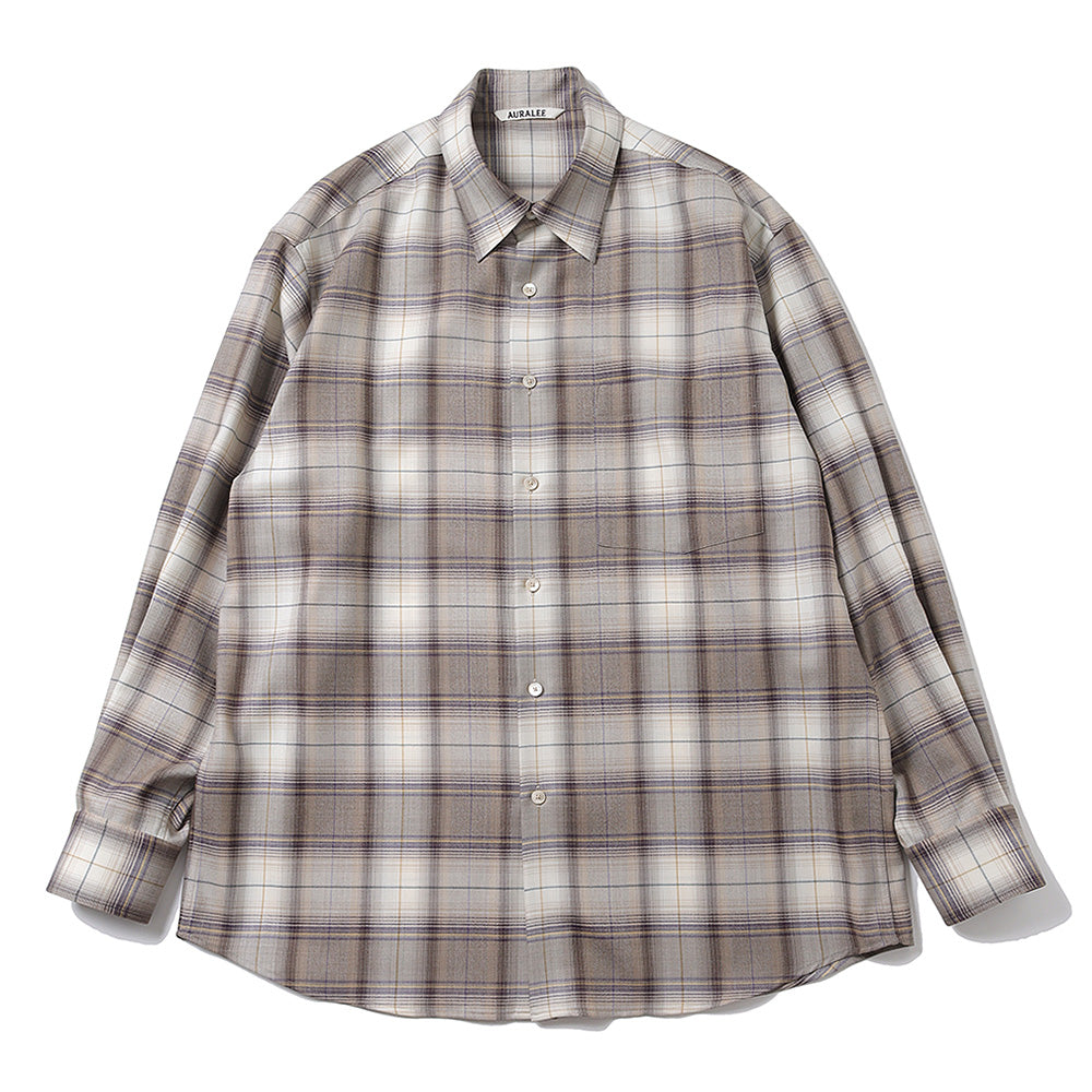 オーラリー 20AW SUPER LIGHT WOOL CHECK SHIRTS