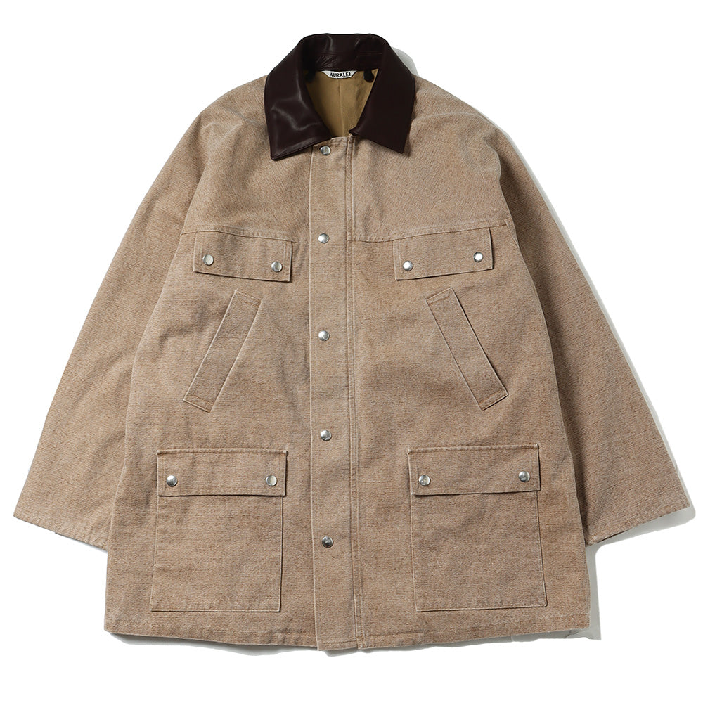 Auralee Washed Organic Canvas Hunting Blouson Purple