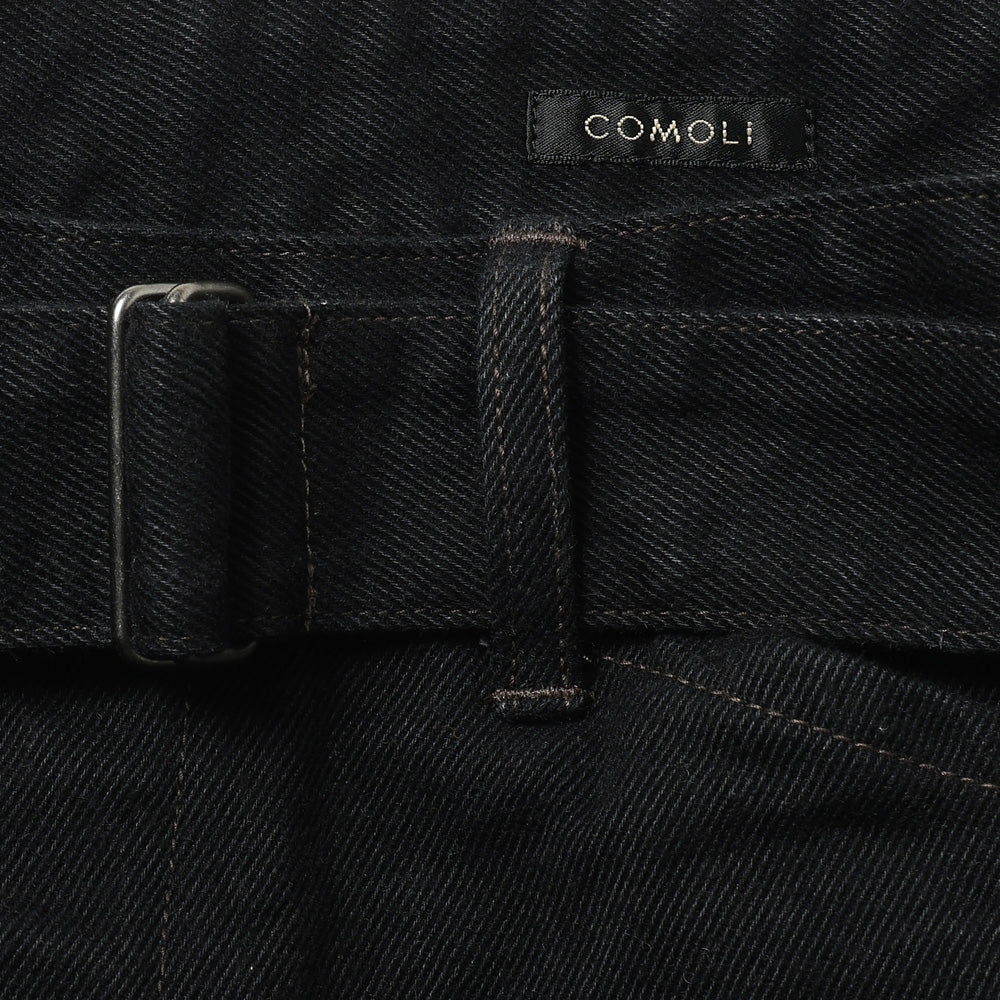 Black denim belted pants