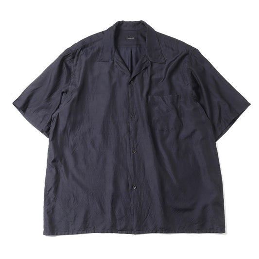 Wool silk short sleeve open collar shirt