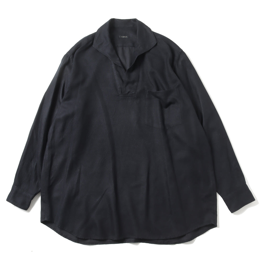 オシャレ COMOLI シルクネル スキッパーシャツ X01-02007 | www