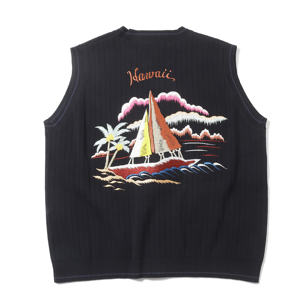 Hawaii Zip Up Knit Vest