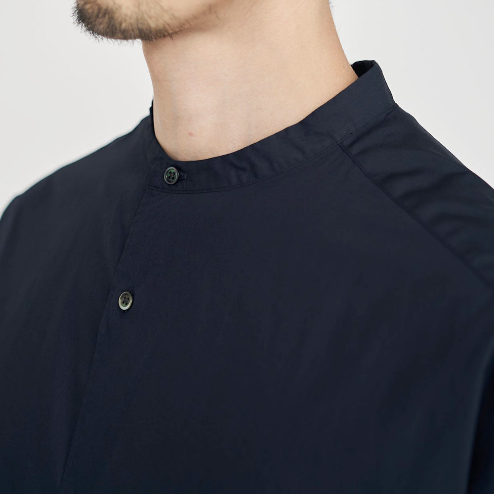 Broad L/S Oversized Band Collar Shirt
