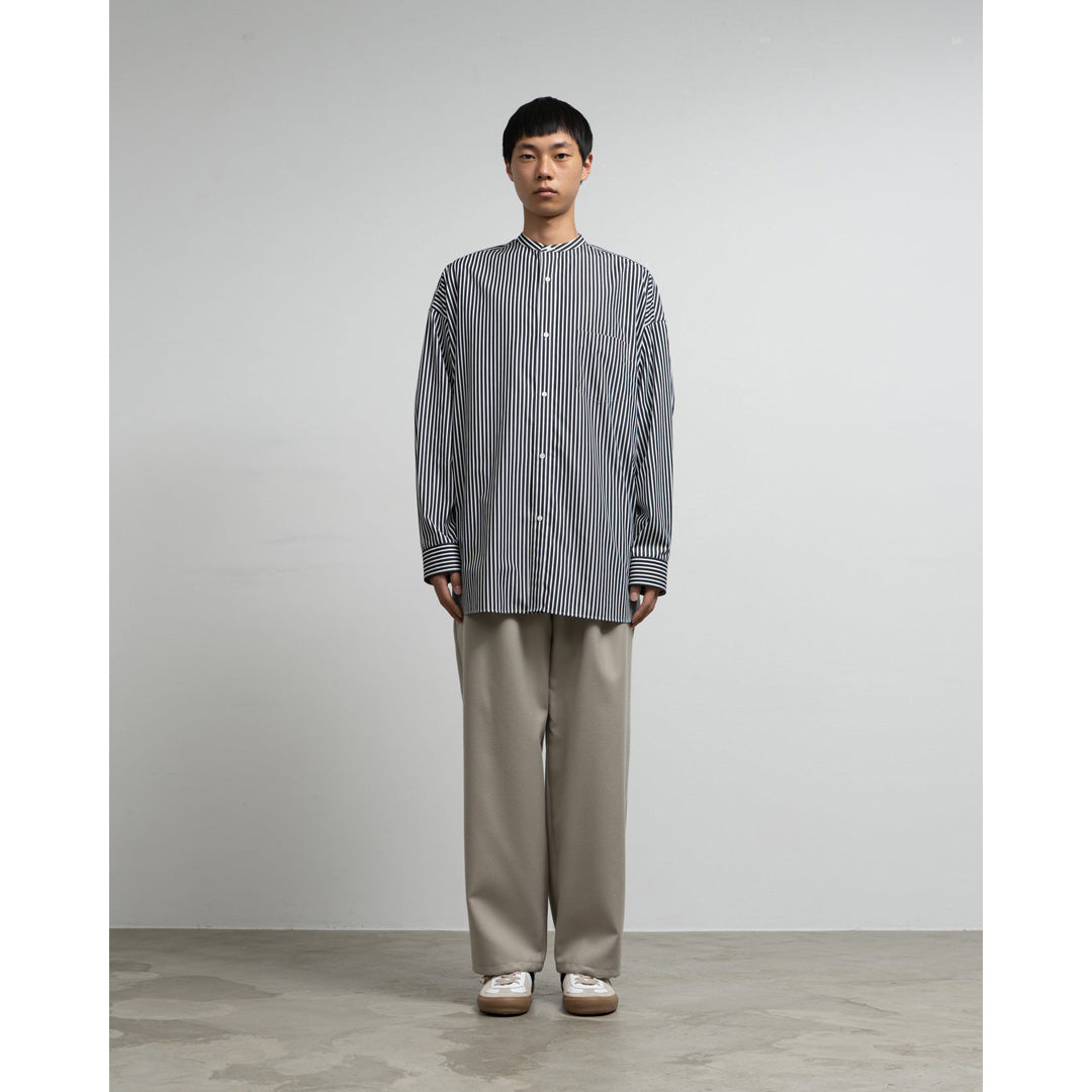 High Count Band Collar Round Cut Oversized Shirt