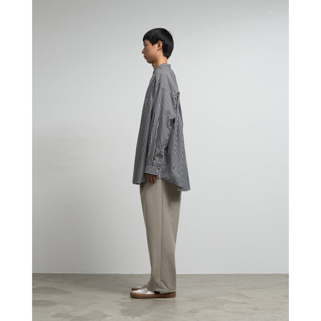 High Count Band Collar Round Cut Oversized Shirt