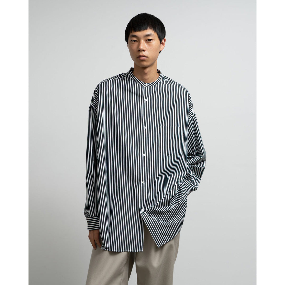 High Count Band Collar Round Cut Oversized Shirt