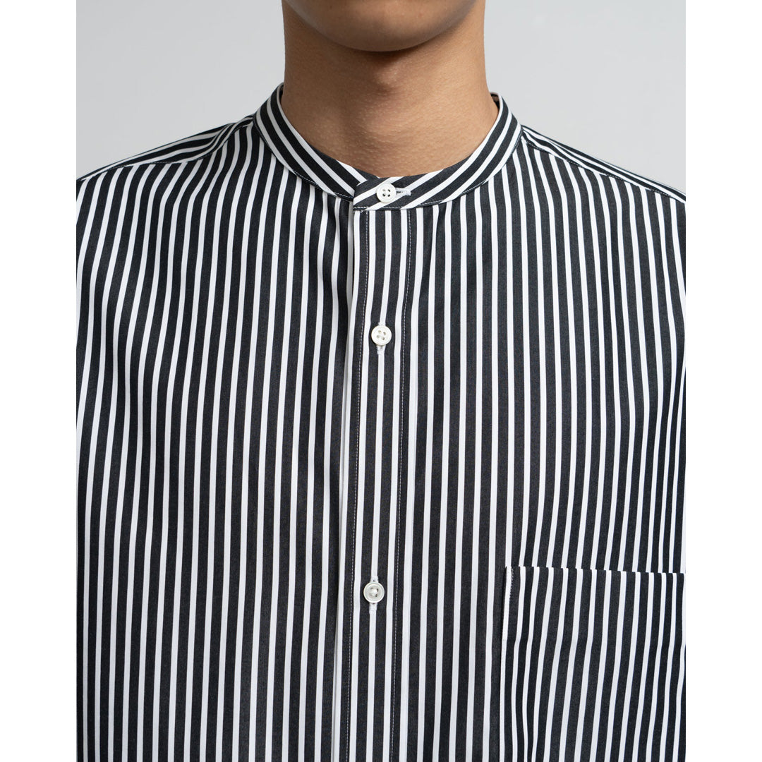 High Count Band Collar Round Cut Oversized Shirt