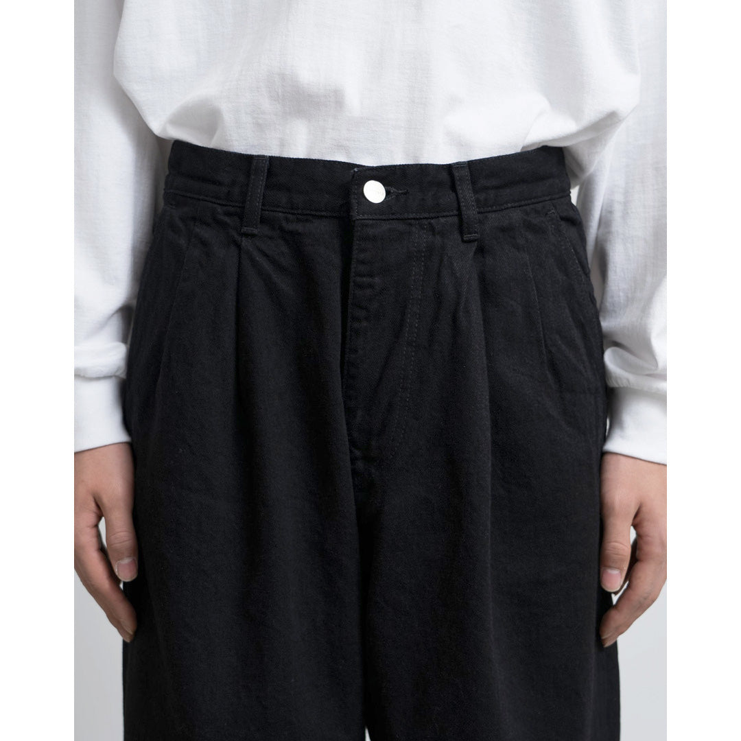 Selvage Denim Two Tuck Tapered Pants(WASHED)