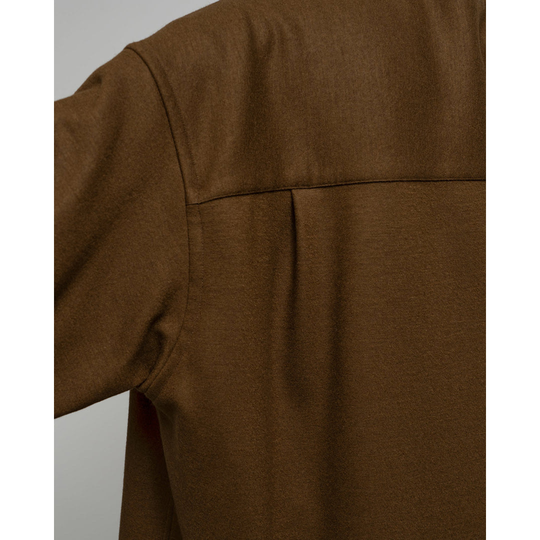 Wool Smooth Flannel Oversized Band Collar Shirt