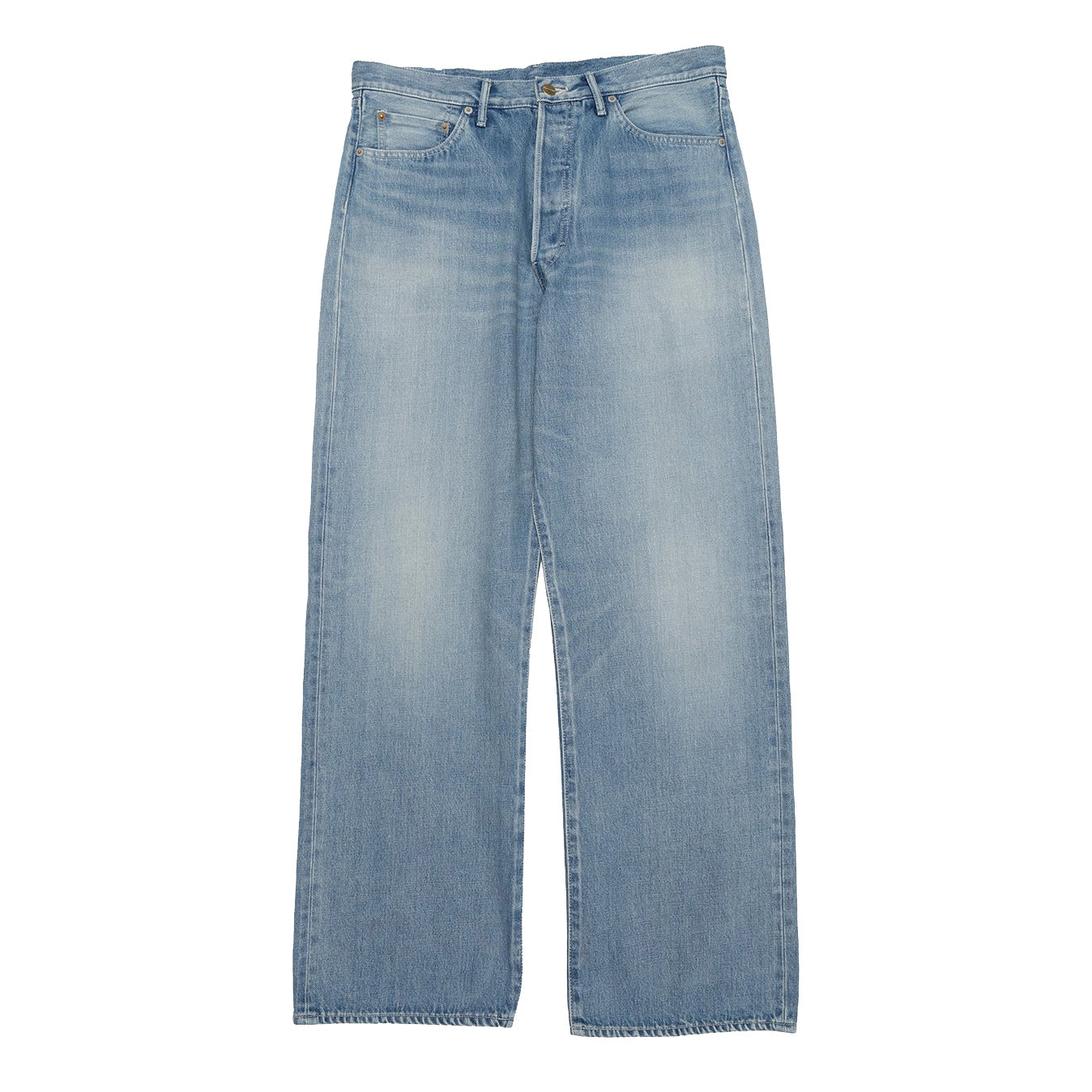 Graphpaper) Selvage Denim Five Pocket Wide Straight Pants(Lt.FADE