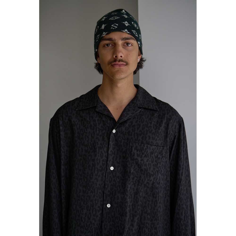 Shawn レオパード L/S レーヨンシャツ