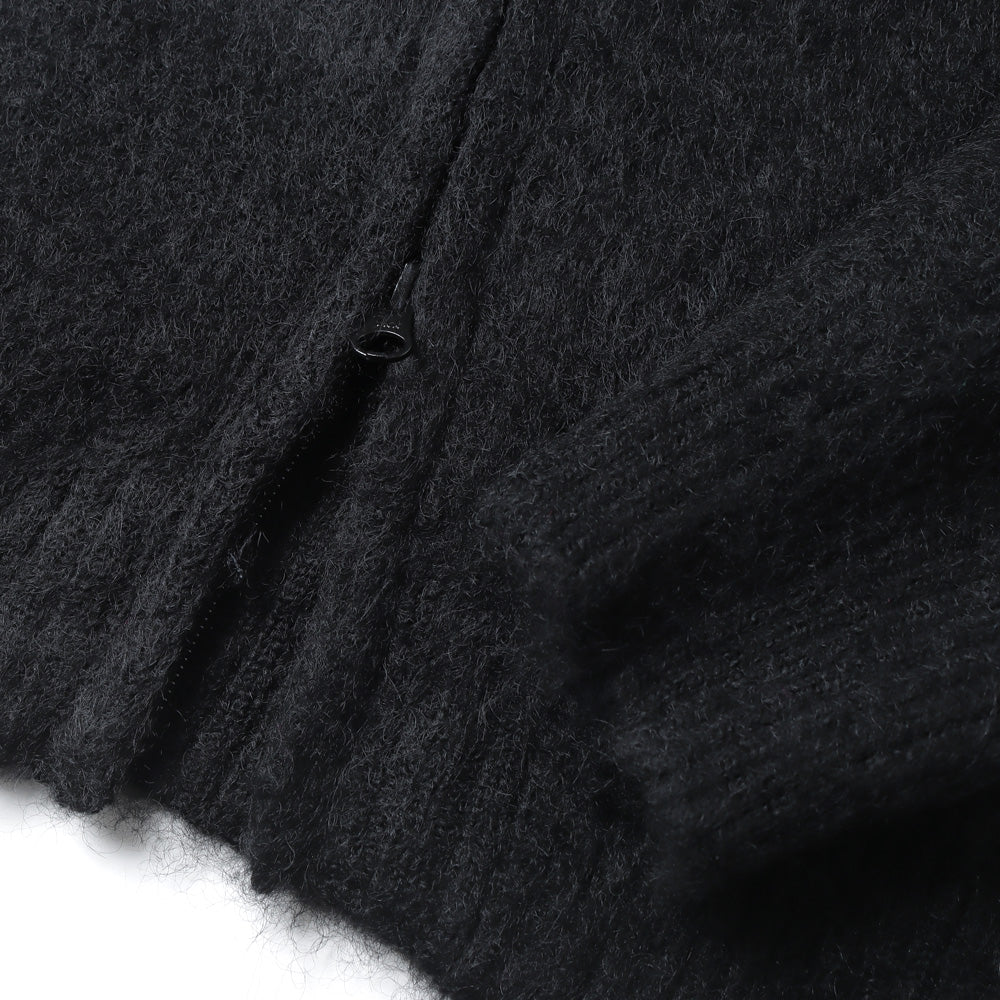 Zipped Mohair Cardigan - Solid