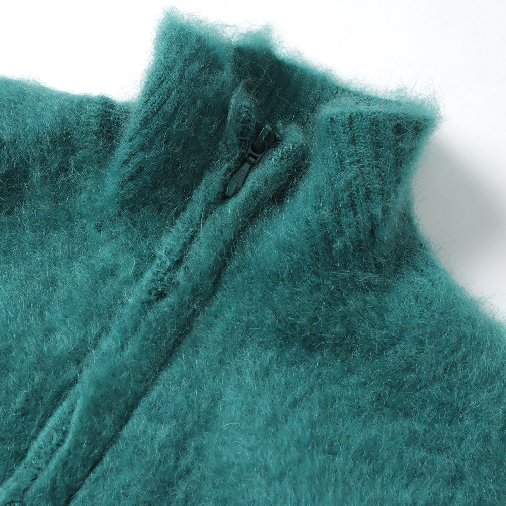 Zipped Mohair Cardigan - Solid