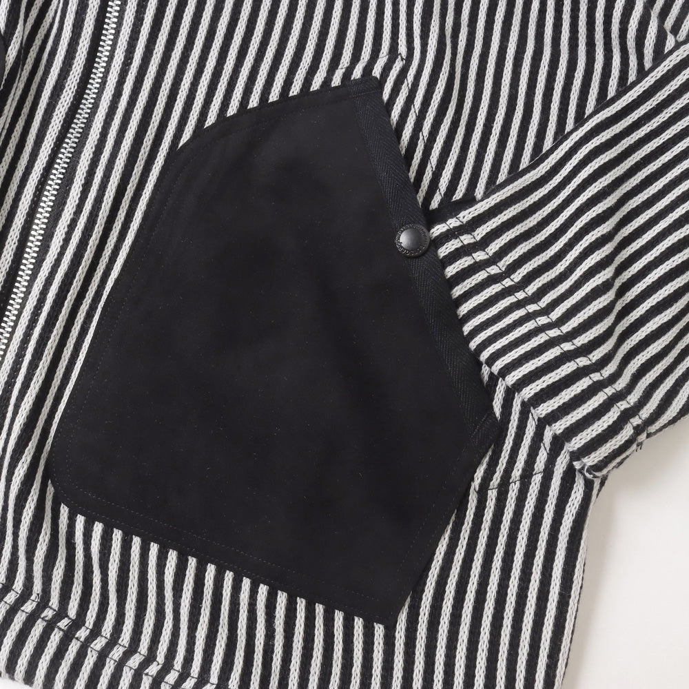 Cotton polyester jersey stripe x polyester urethane suede T008