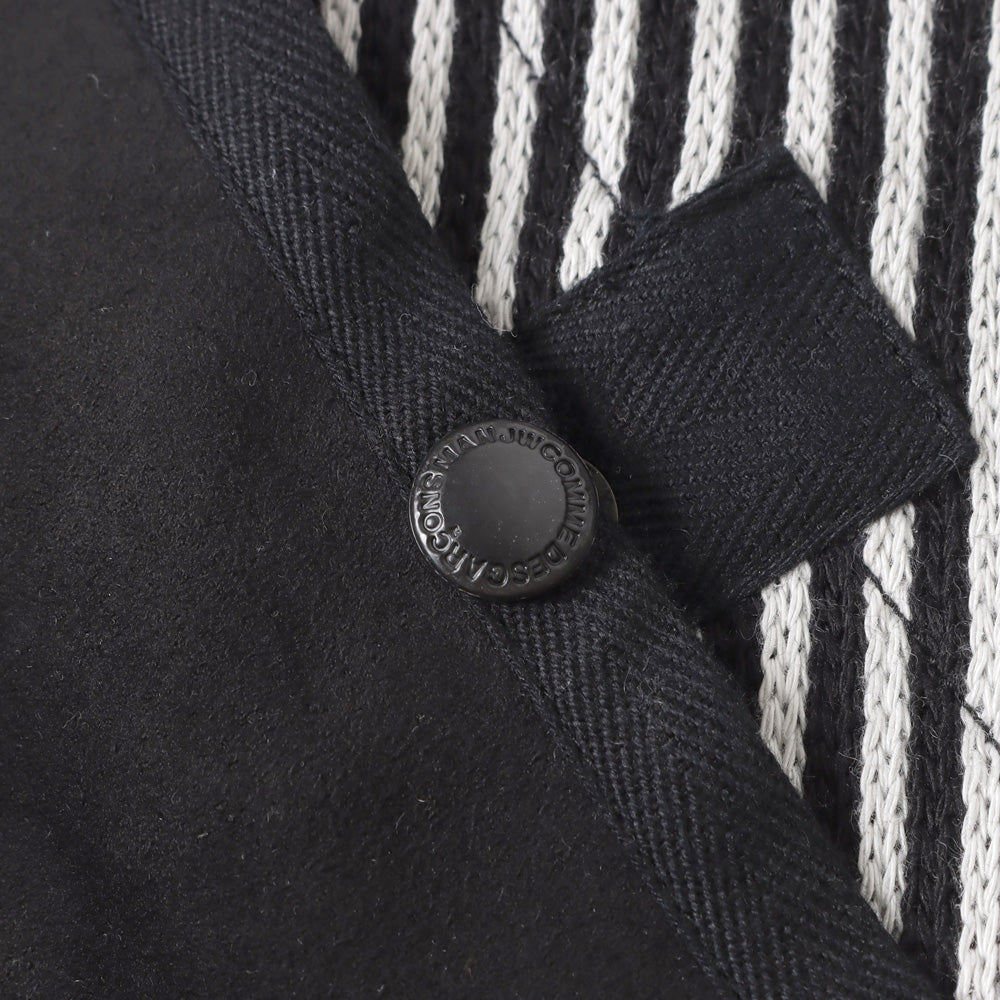 Cotton polyester jersey stripe x polyester urethane suede T008