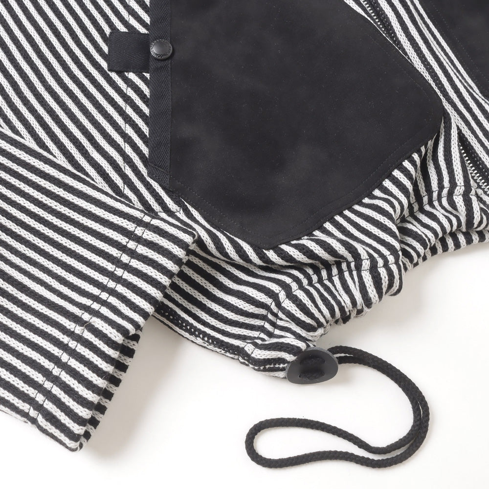 Cotton polyester jersey stripe x polyester urethane suede T008