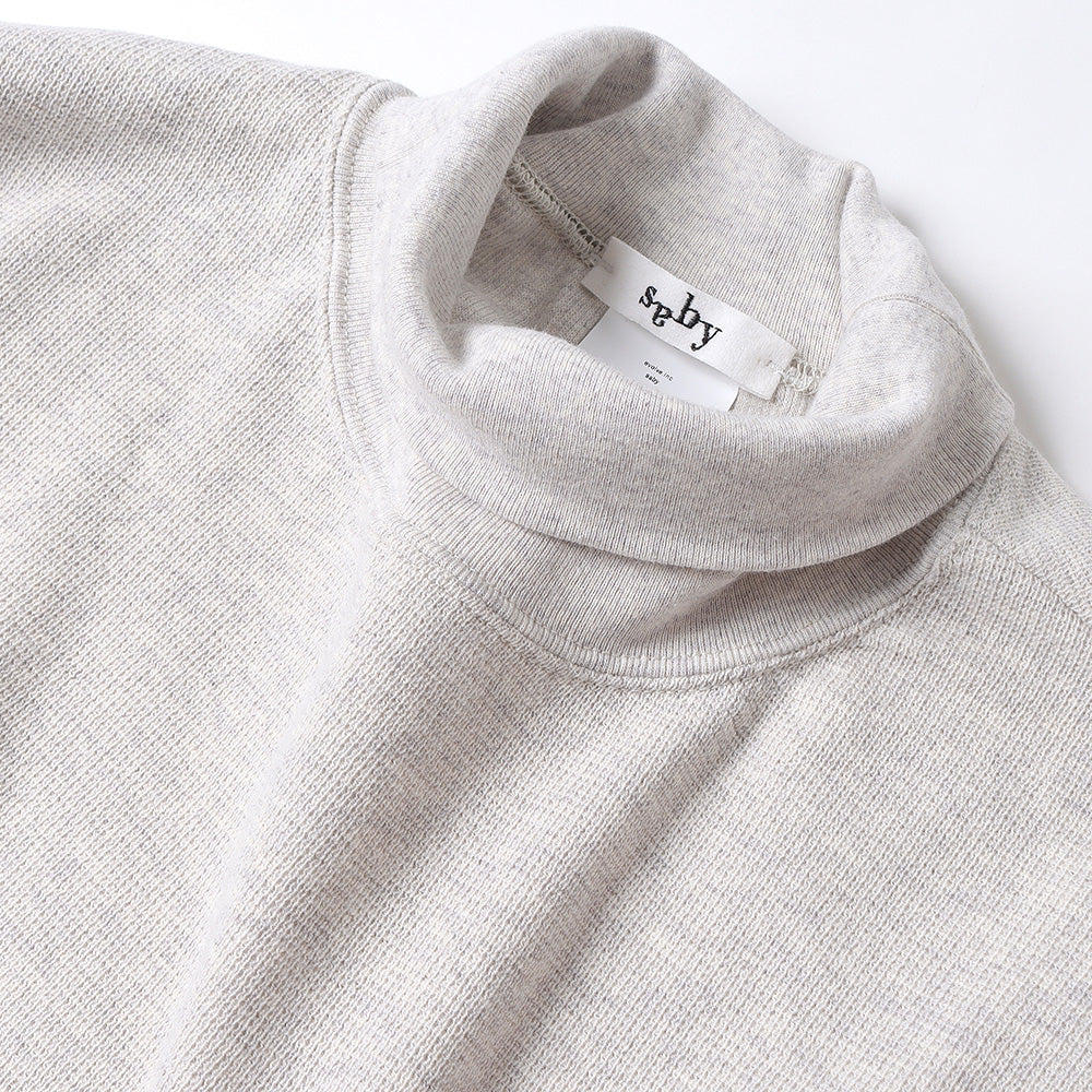 HIGH NECK LONG SLEEVE TEE - 26/1 BD Micro Waffle -