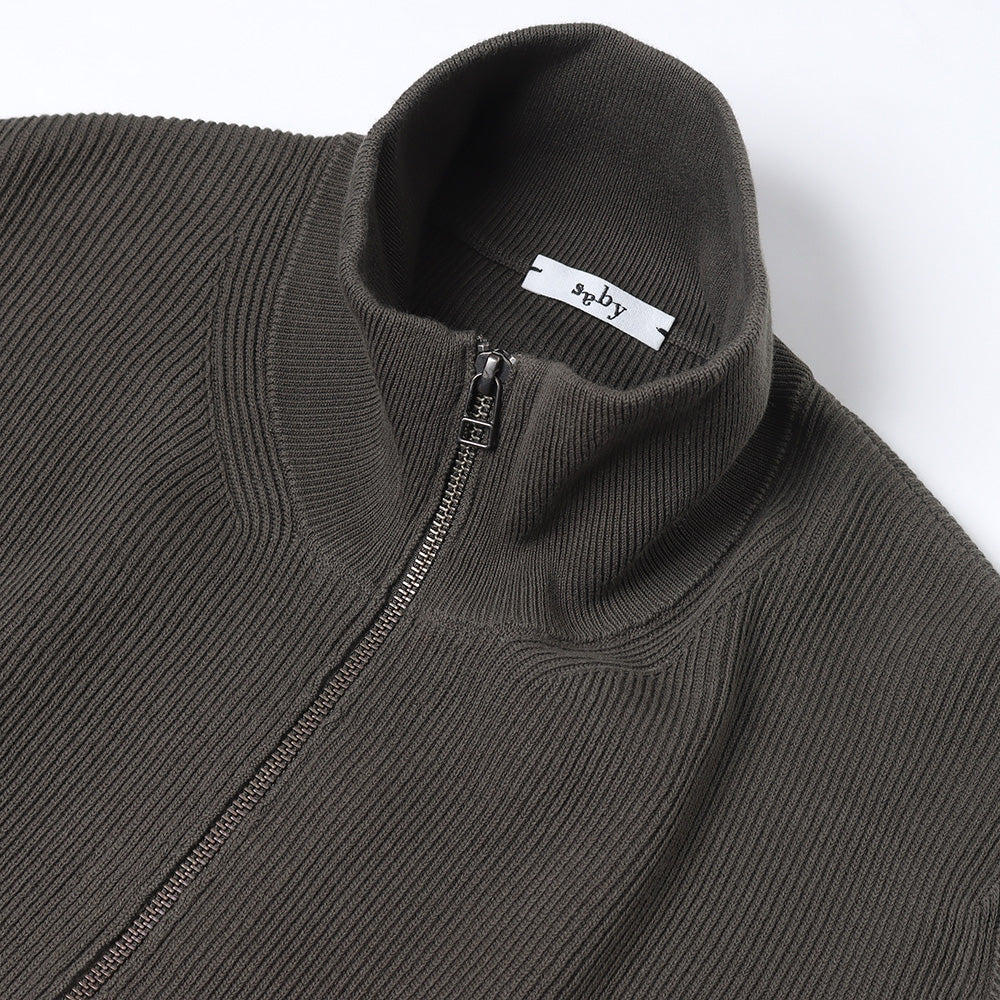 ZIP UP RIB KNIT - 12G GIZA Compact Yarn -