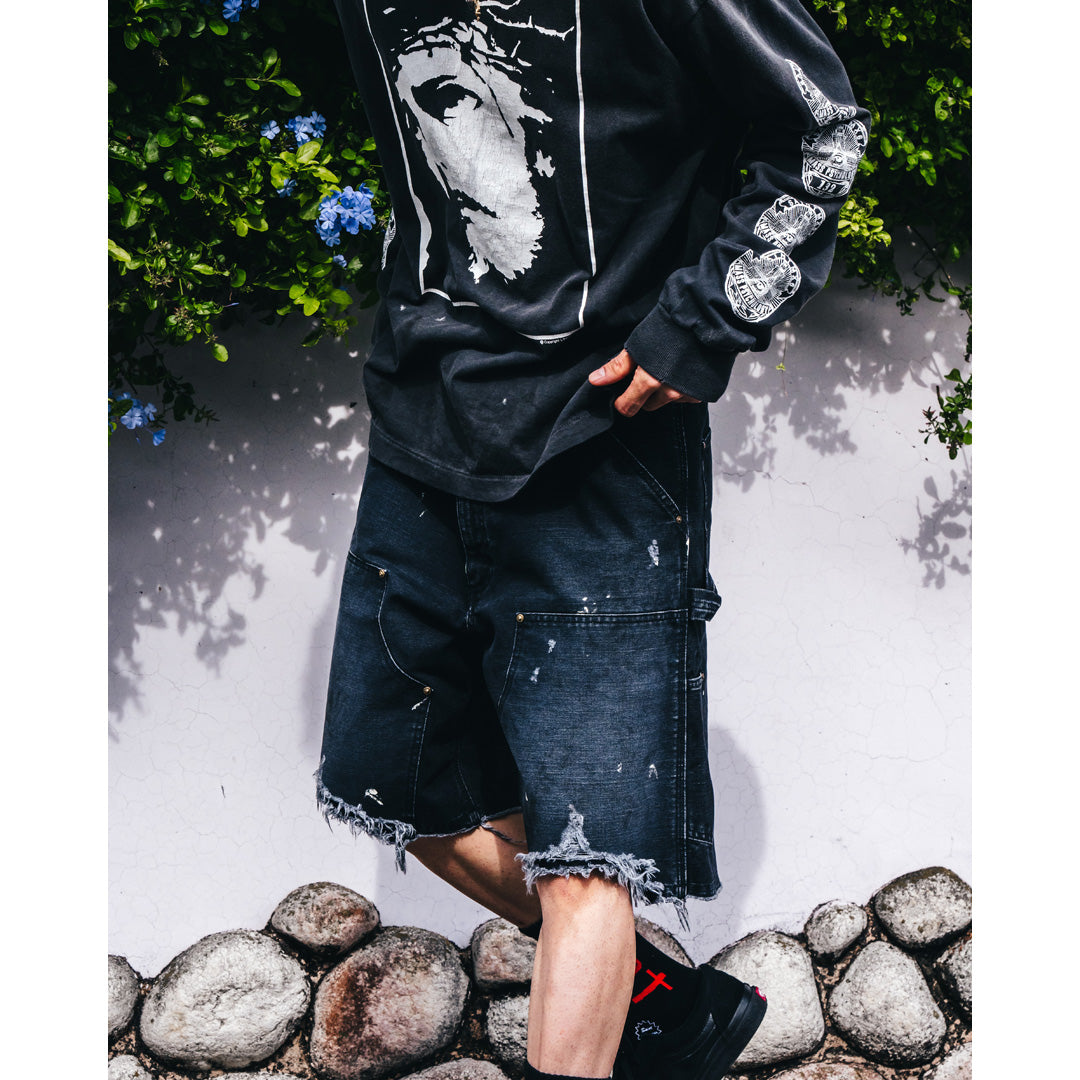 DOUBLE KNEE SHORTS / BLACK