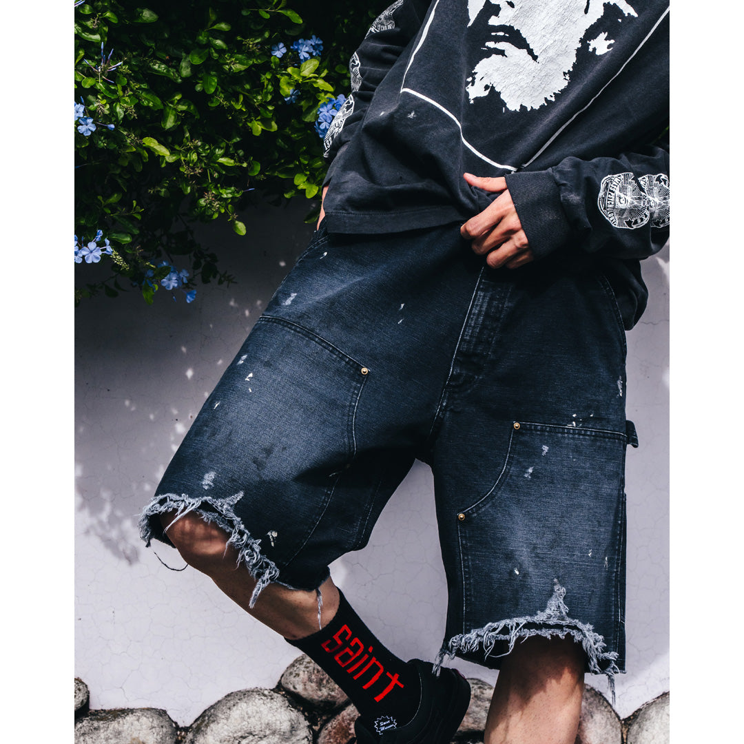 DOUBLE KNEE SHORTS / BLACK