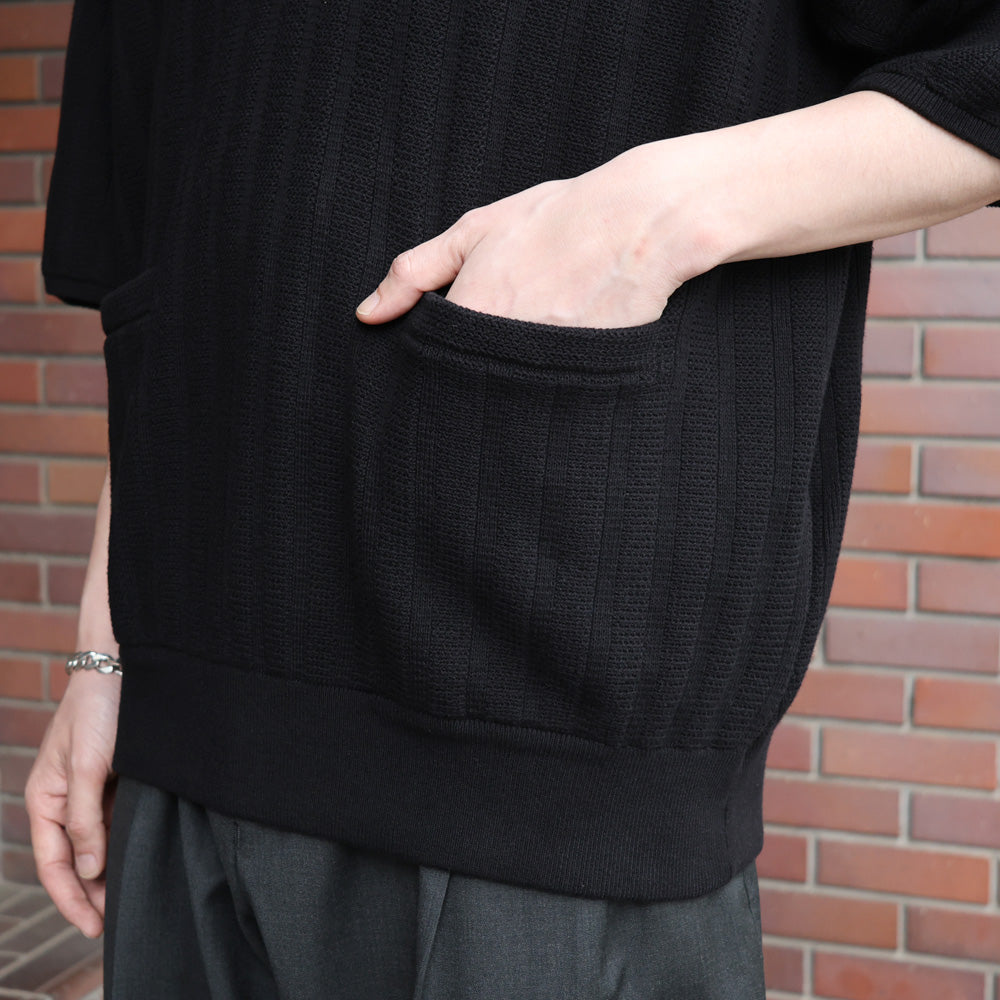 Rib Pattern Half Zip Polo
