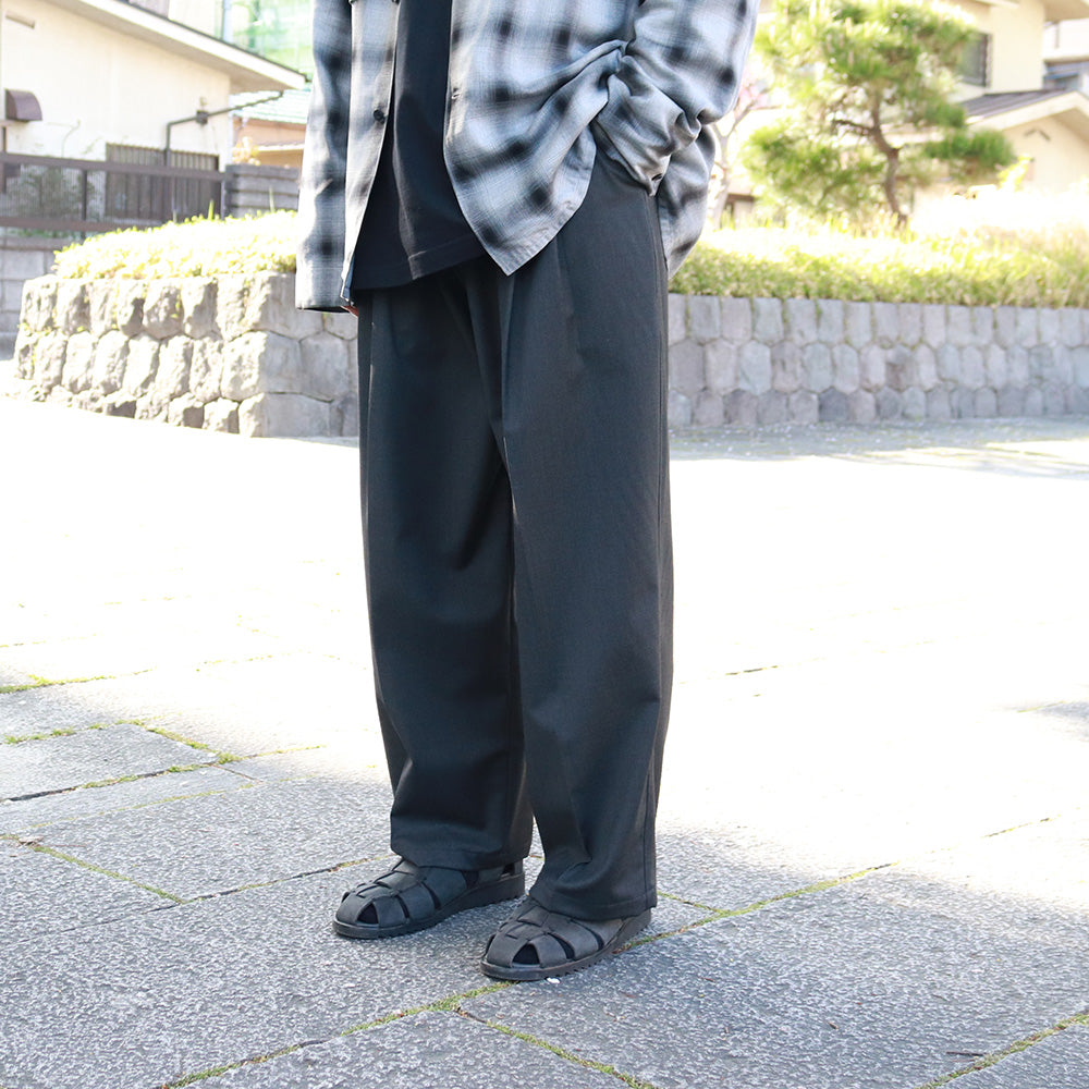 WOOL BLEND WIDE STRAIGHT TROUSERS