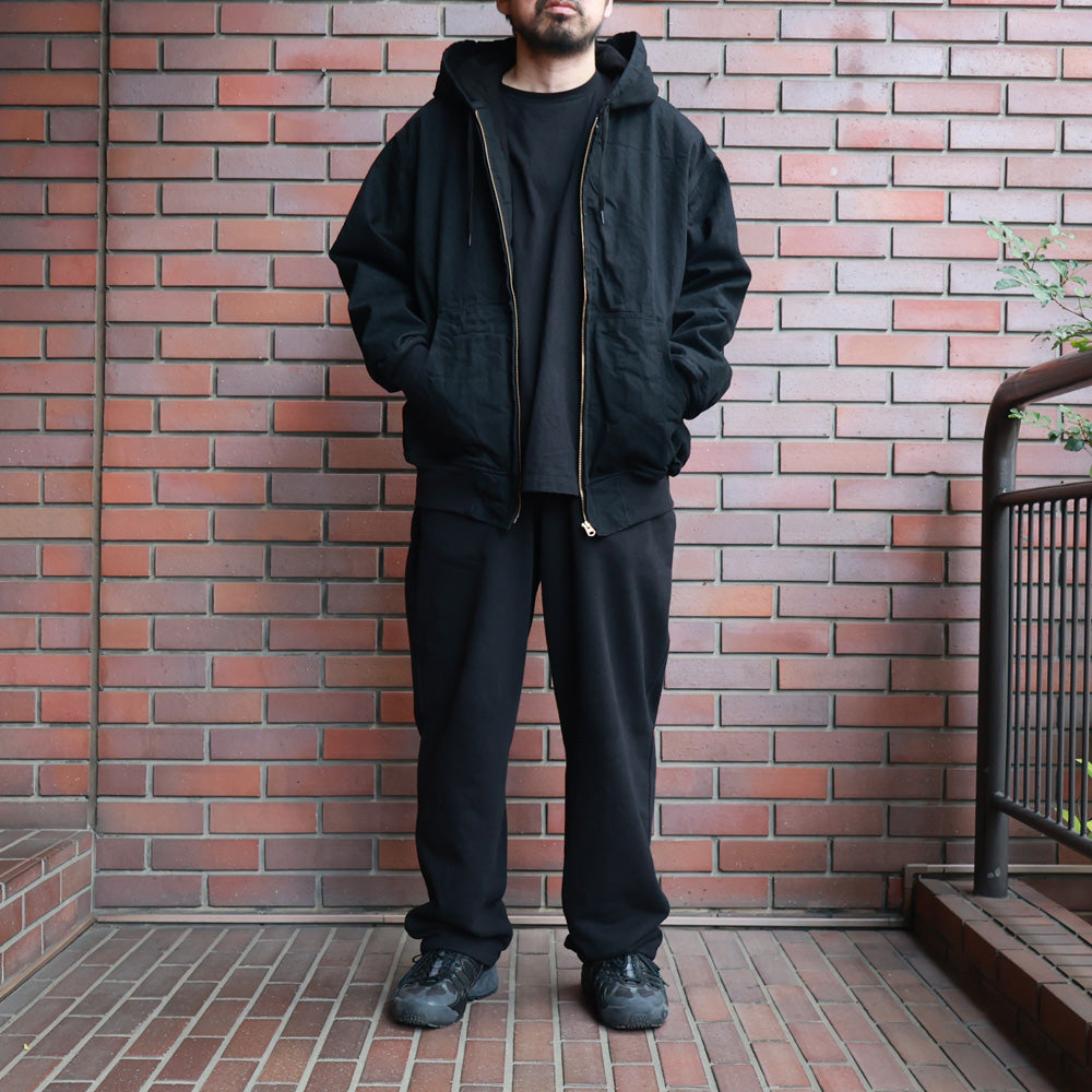 Black denim zip parka